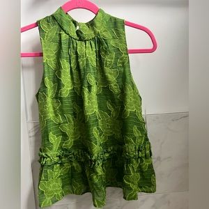 Green peplum floral top from Anthropologie